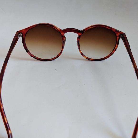 NWOT Vintage round funky tortoise schoolboy w/gradient amber lens sunglasses - Picture 2 of 8